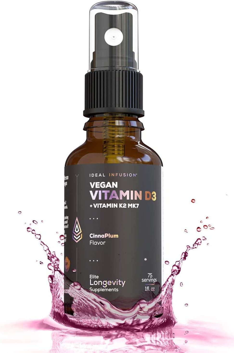 Ideal Infusion Vegan Vitamin D3 5000 iu with K2 (MK-7) Liquid…