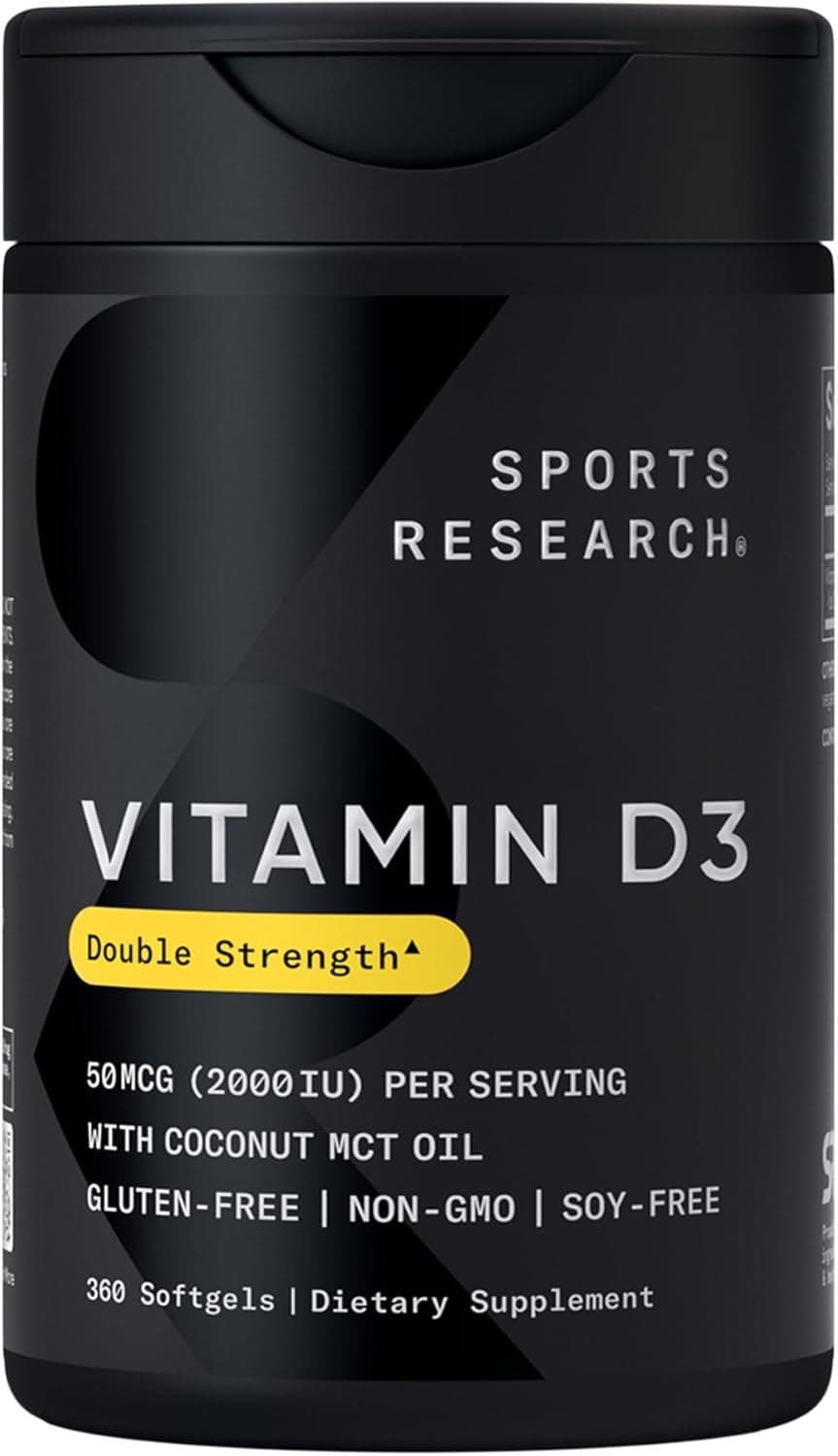 Sports Research Vitamin D3 2000 IU with Coconut MCT Oil…