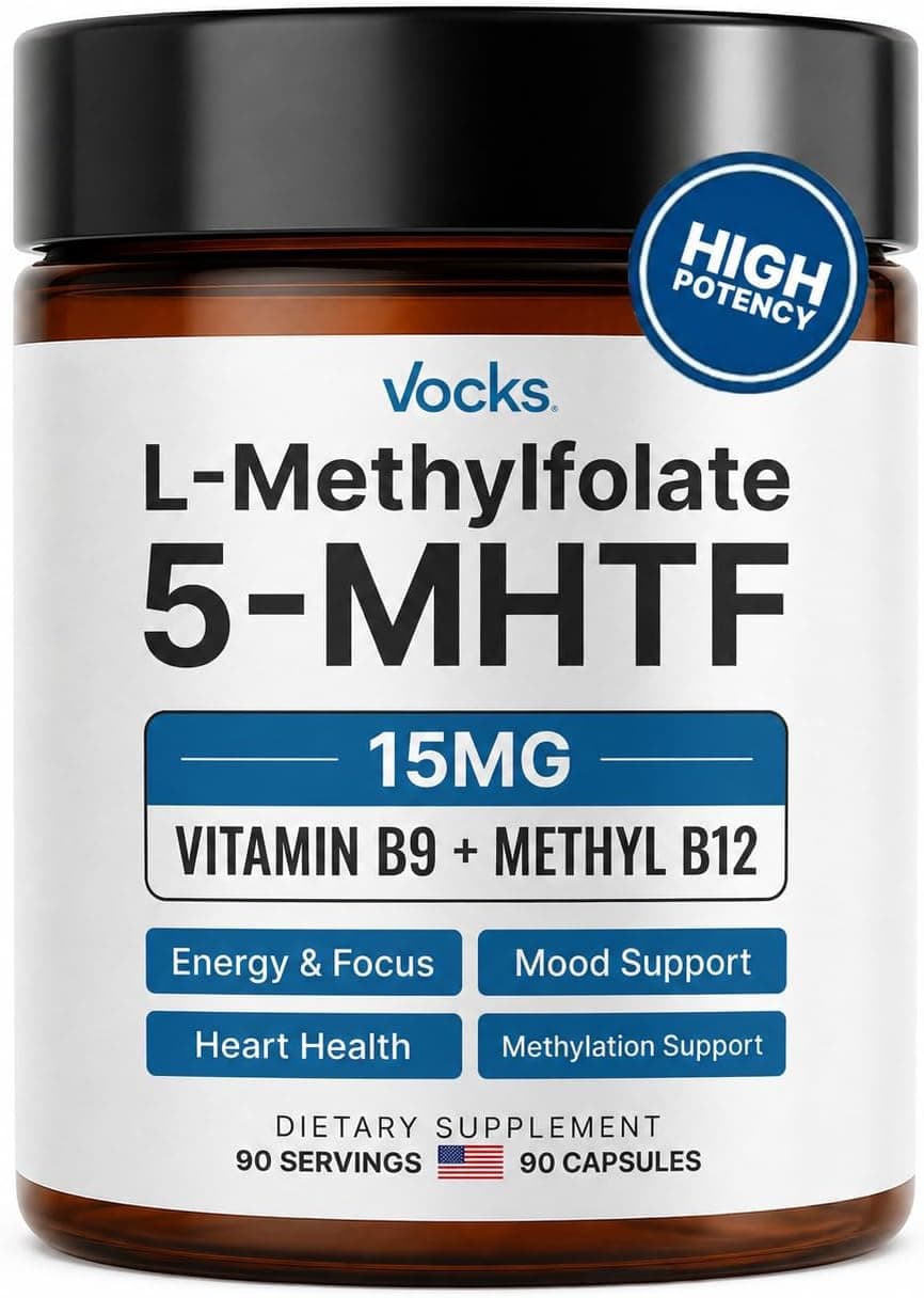Vocks L Methylfolate 15mg | 5-MTHF + Methyl B12 | High Potency…