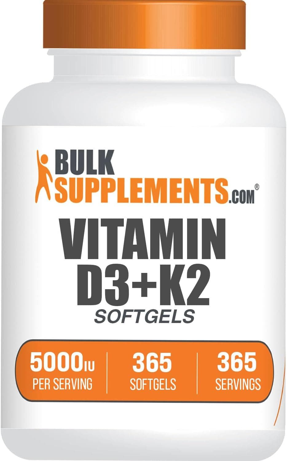 BulkSupplements.com Vitamin D3 + K2 5000 IU Softgels - D3 K2…