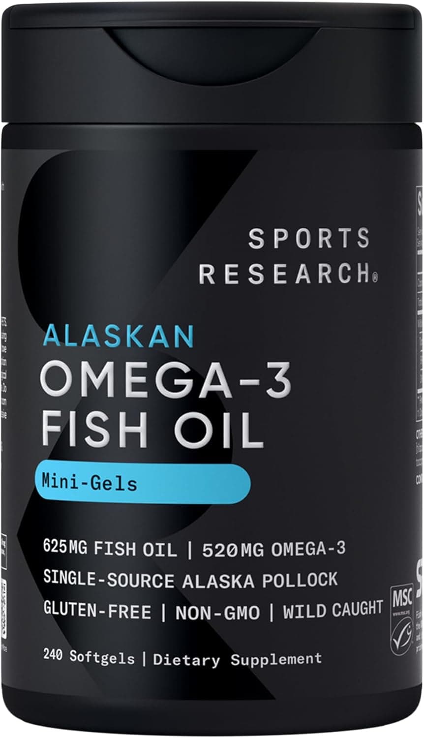 Sports Research® Omega-3 Fish Oil AlaskOmega Mini Gels 625mg…