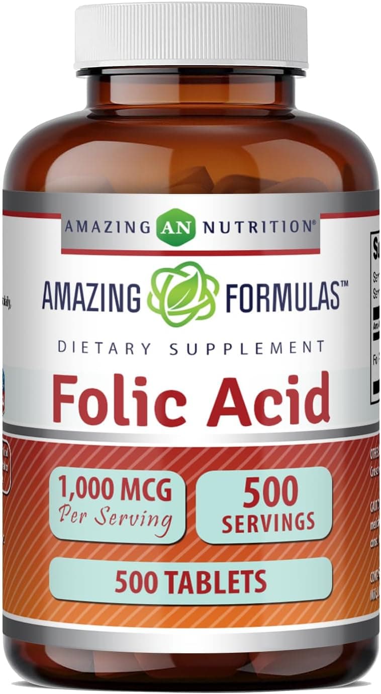 Amazing Formulas Folic Acid 1000 Mcg (1 Mg) Tablets Supplement…