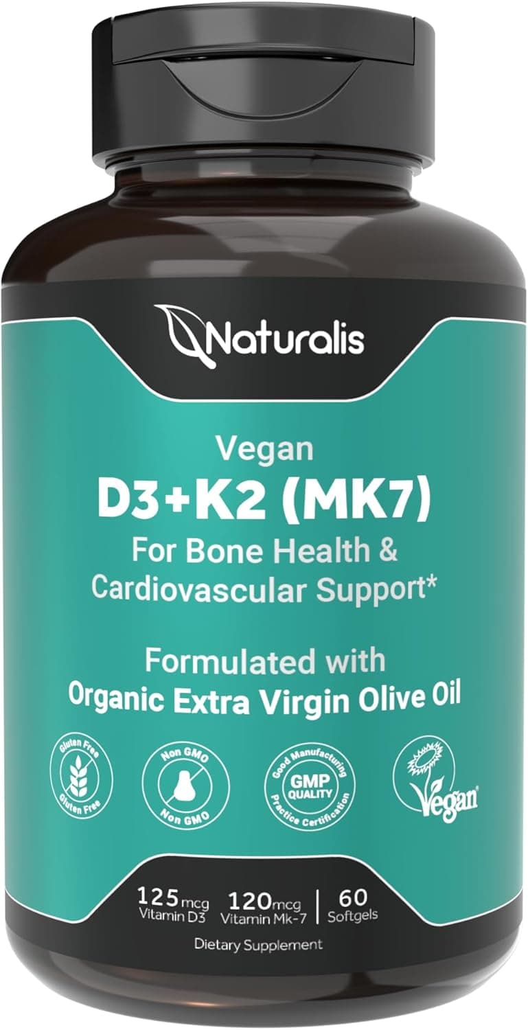 Naturalis Vegan Vitamin D3+K2 from Algae | 5000 IU D3…
