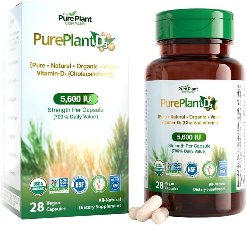 PurePlantD3 5,600 IU Organic Vegan Vitamin D3 from Pine - High…