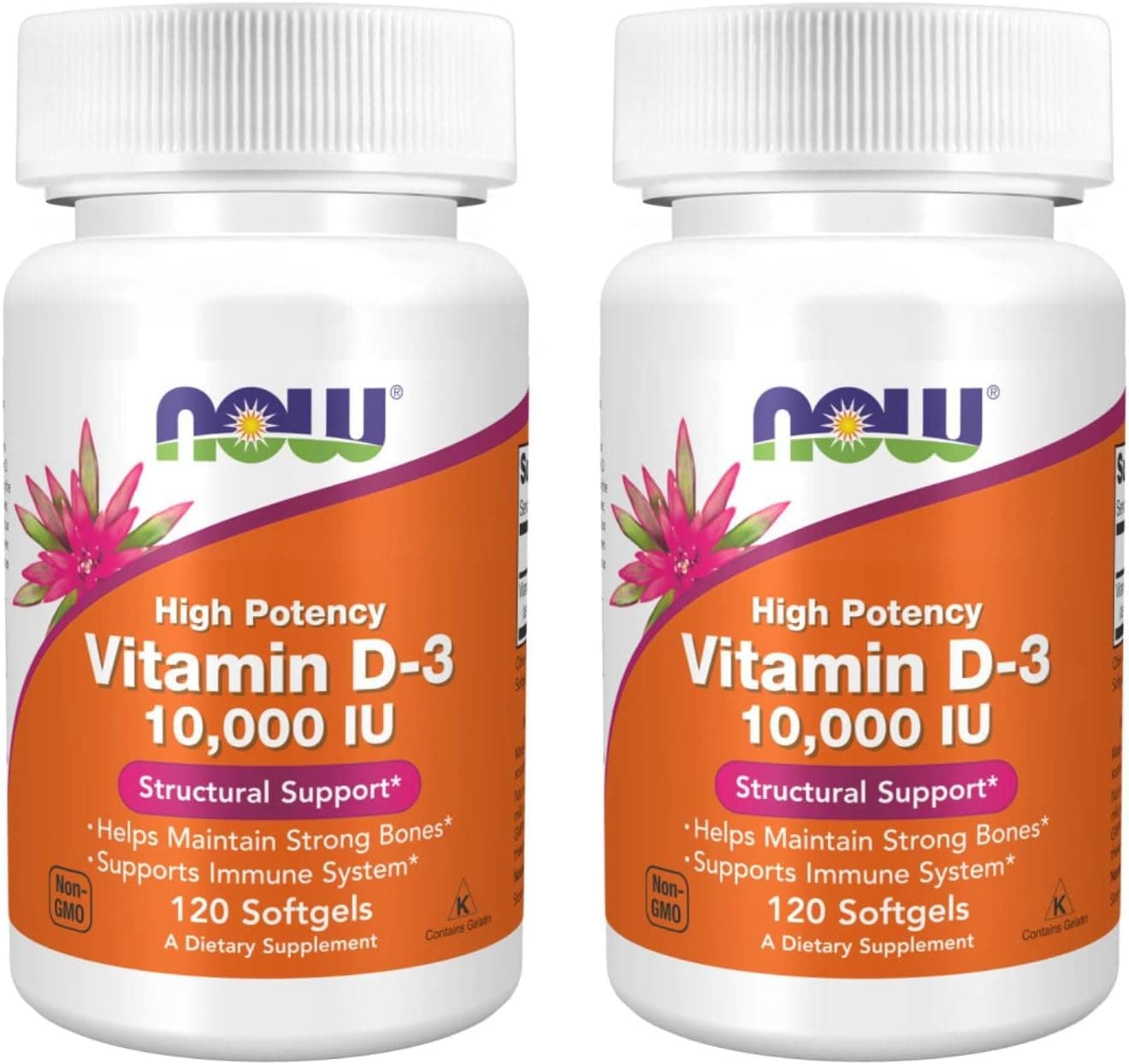 High Potency Vitamin D-3, 10,000 IU, 120 Softgels, 2 Pack