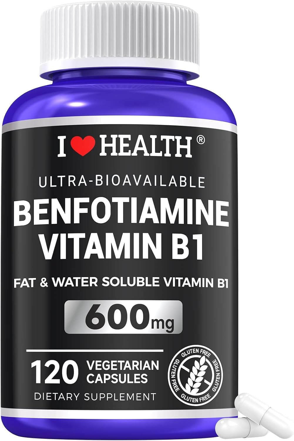 Benfotiamine 600mg Plus 20mg Vitamin B1 | 120 Veggie Capsules…