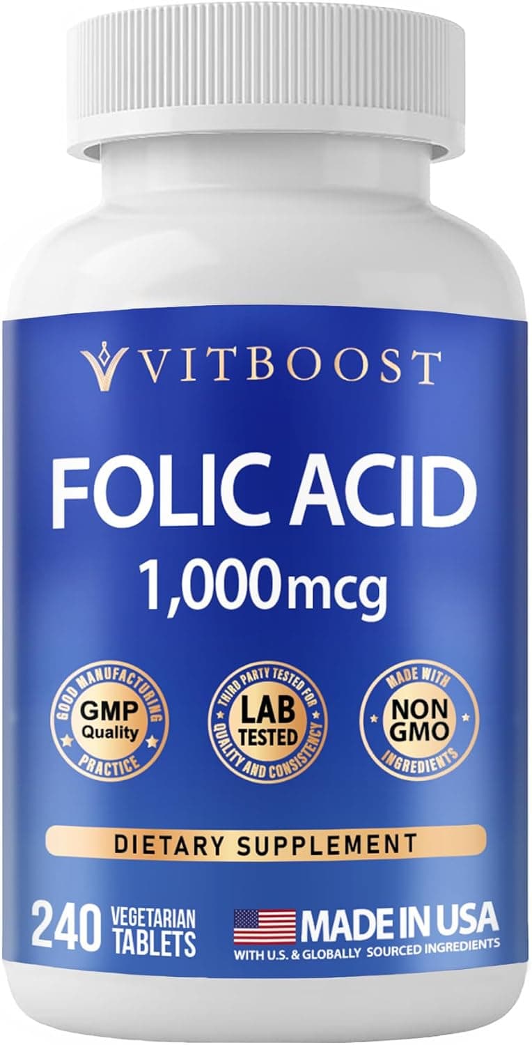 VITBOOST Folic Acid 1000 mcg (1667 mcg DFE) – 240 Tablets…