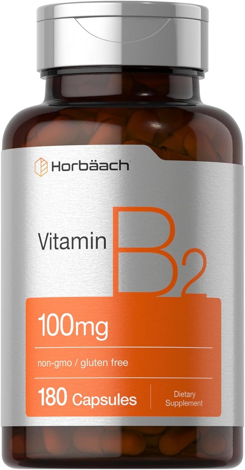 Horbäach Vitamin B2 100mg | 180 Capsules | Riboflavin…