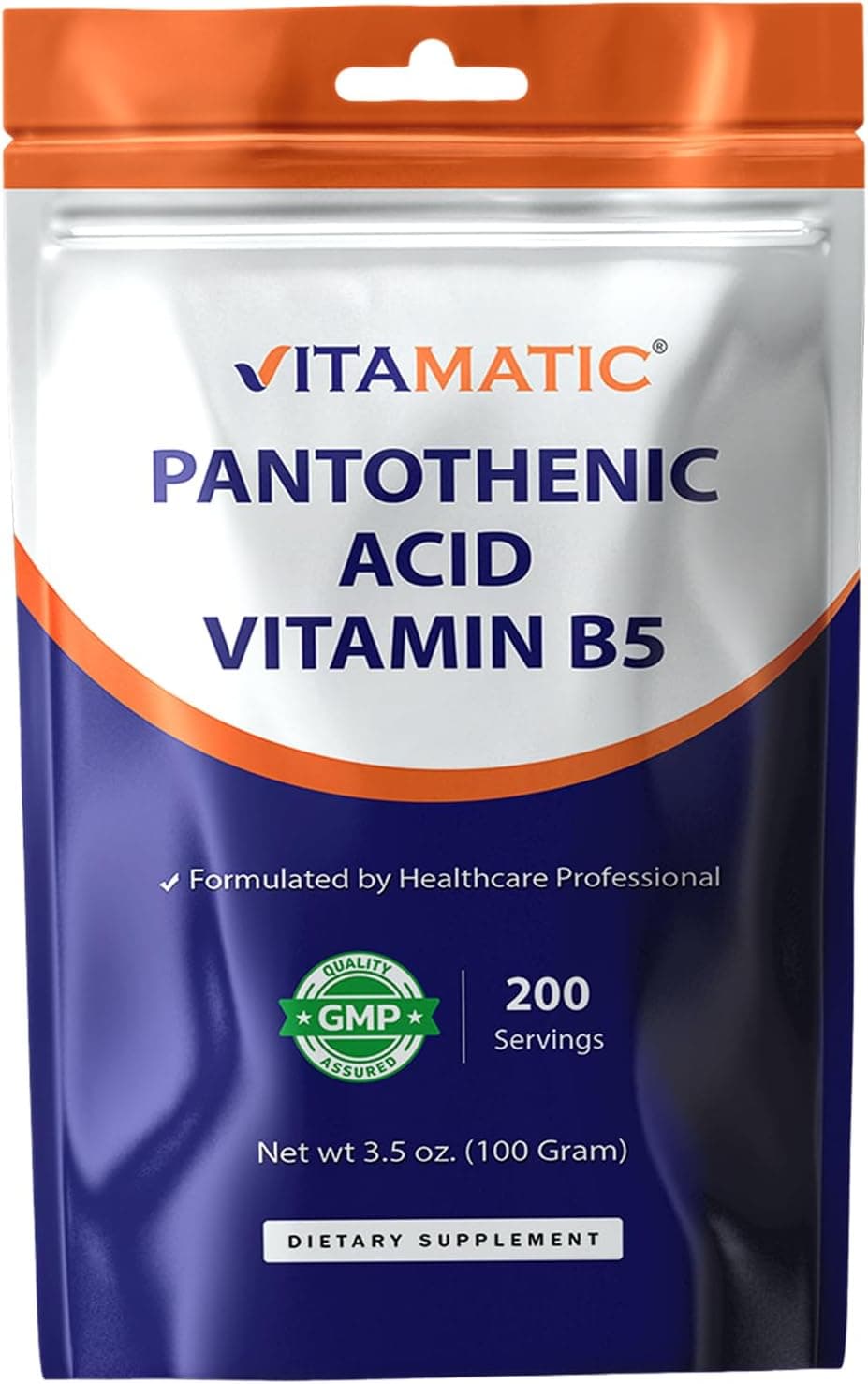 Vitamatic Pantothenic Acid Pure Powder 500 mg per Serving…