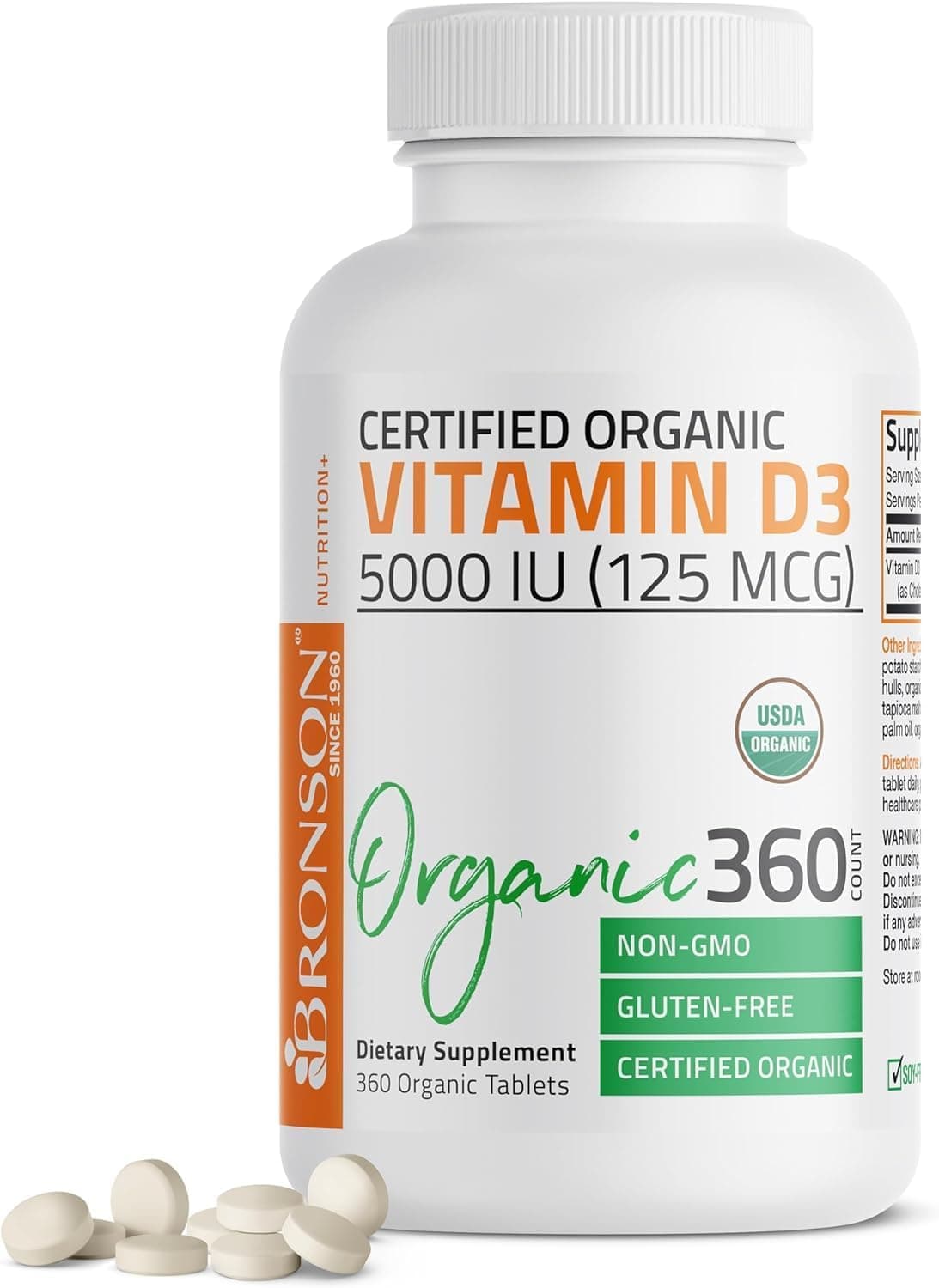 Vitamin D3 5,000 IU (125 mcg) Certified Organic High Potency…