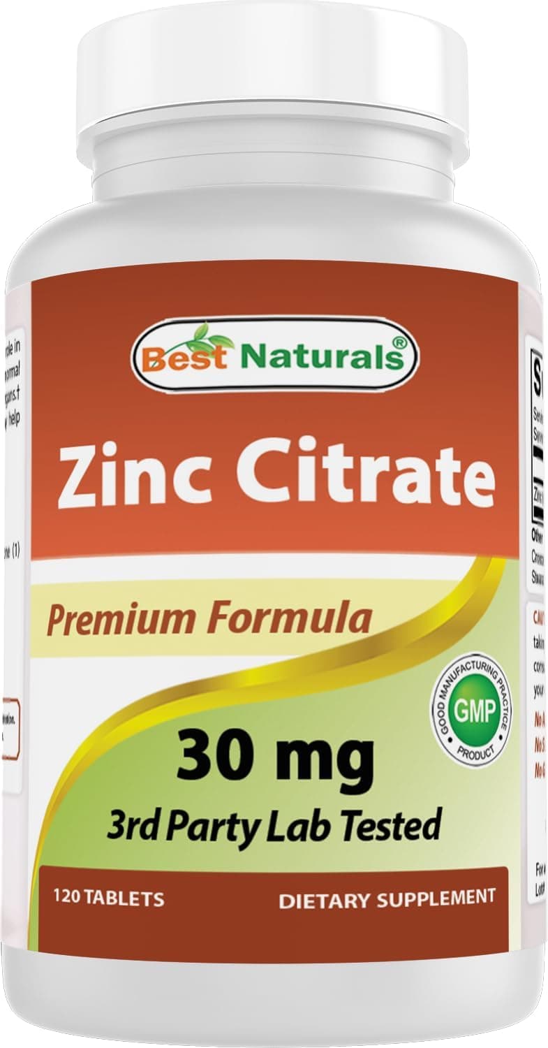 Best Naturals Zinc 30mg Supplements (as Zinc Citrate) - zinc…
