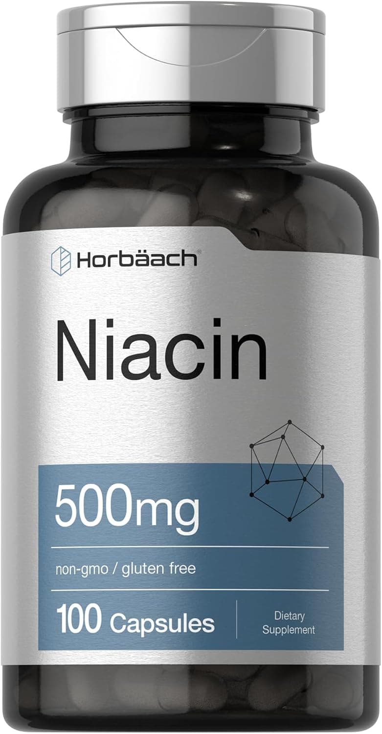 Horbäach Niacin | Vitamin B3 500mg | 100 Capsules |…