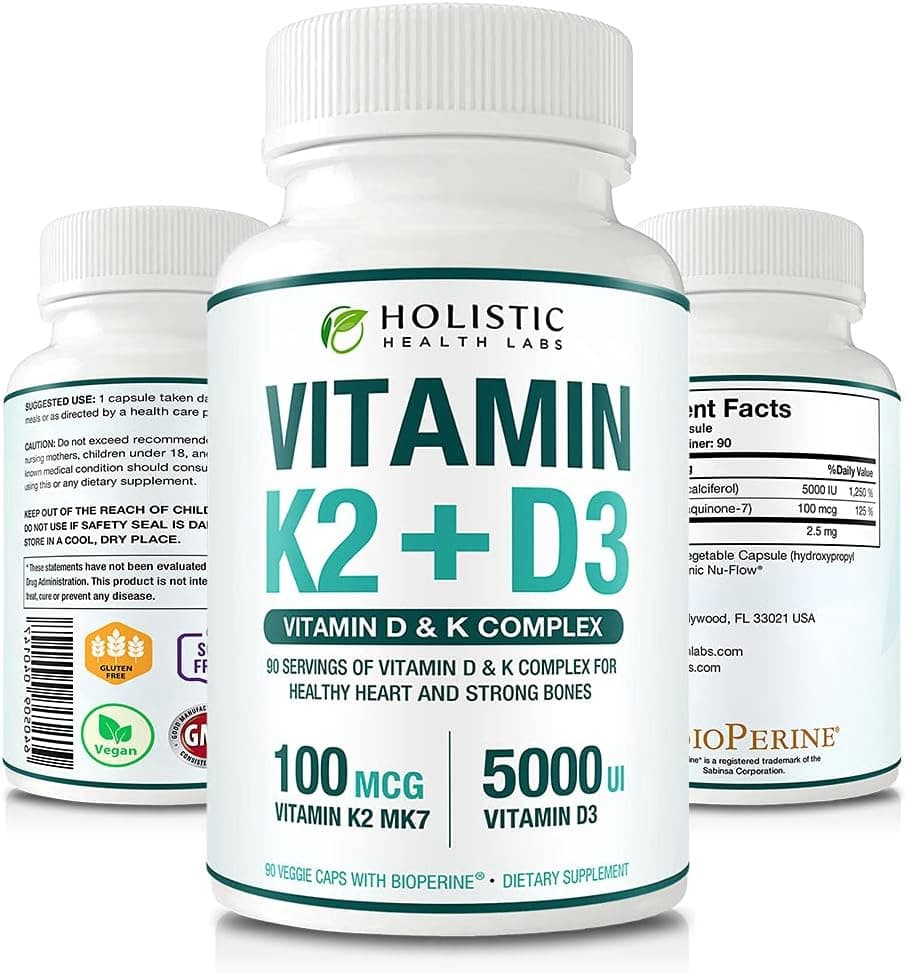 Max Absorption Vitamin K2 + D3 (5000IU) 90 Veggie Capsules…
