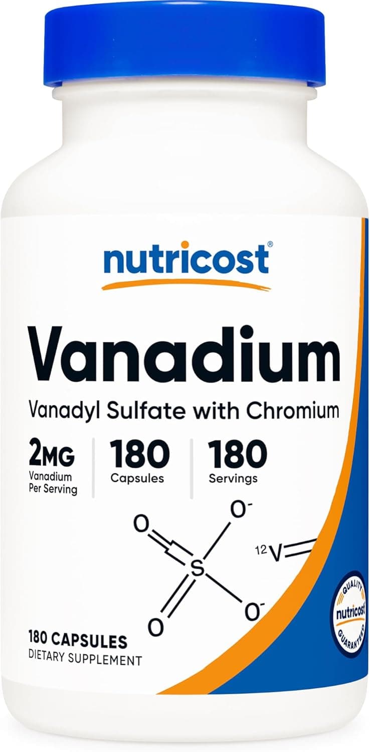 Nutricost Vanadium + Chromium 2mg 180 Vegetarian Capsules…