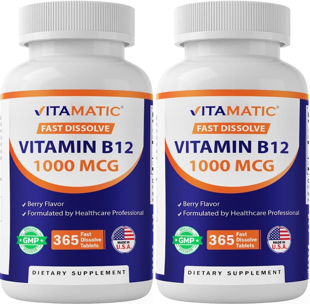 Vitamatic Vitamin B12 1000 mcg Fast Dissolve Tablets – Natural…