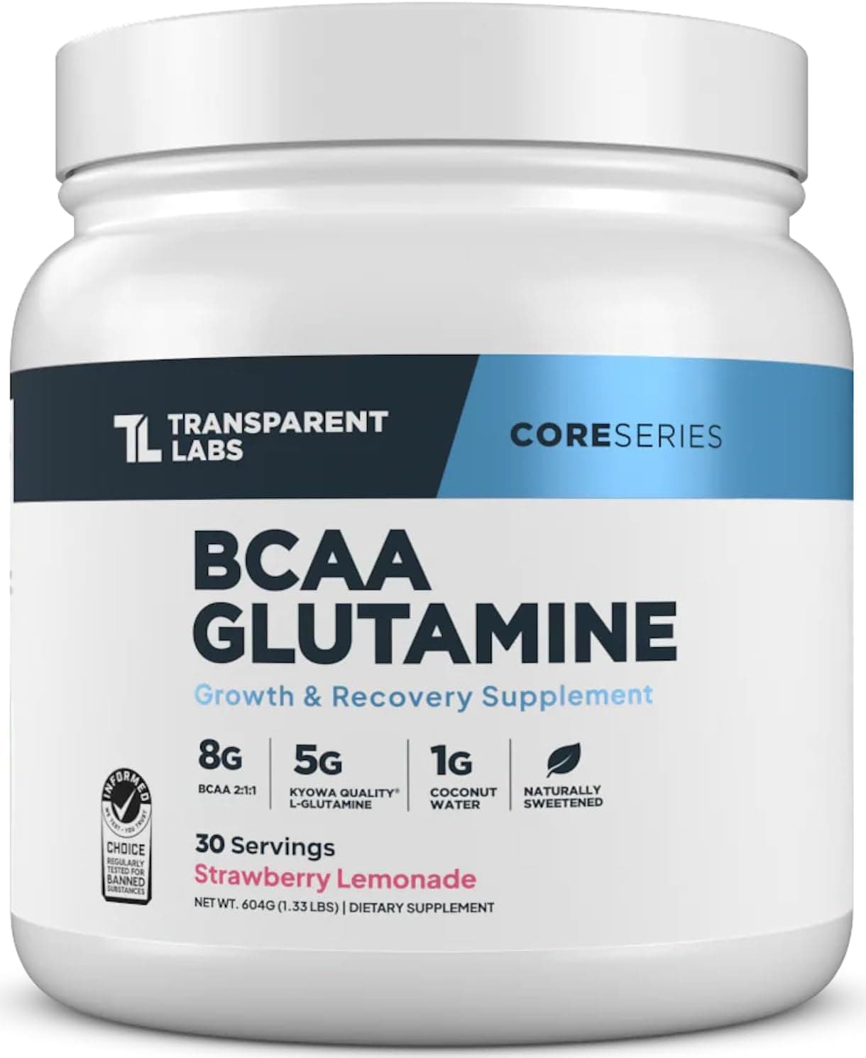 Transparent Labs BCAA Glutamine - 8000 mg of BCAA Powder Per…