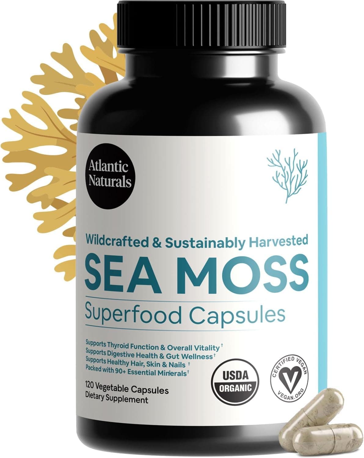 Atlantic Naturals Superfood Organic Irish Sea Moss Capsules…