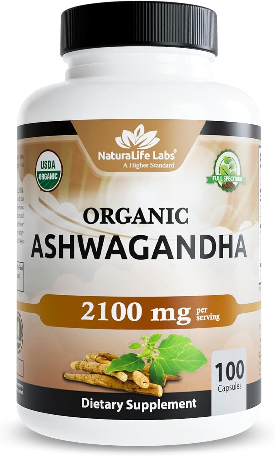 NaturaLife Labs Organic Ashwagandha 2100 mg per Serving – Full…