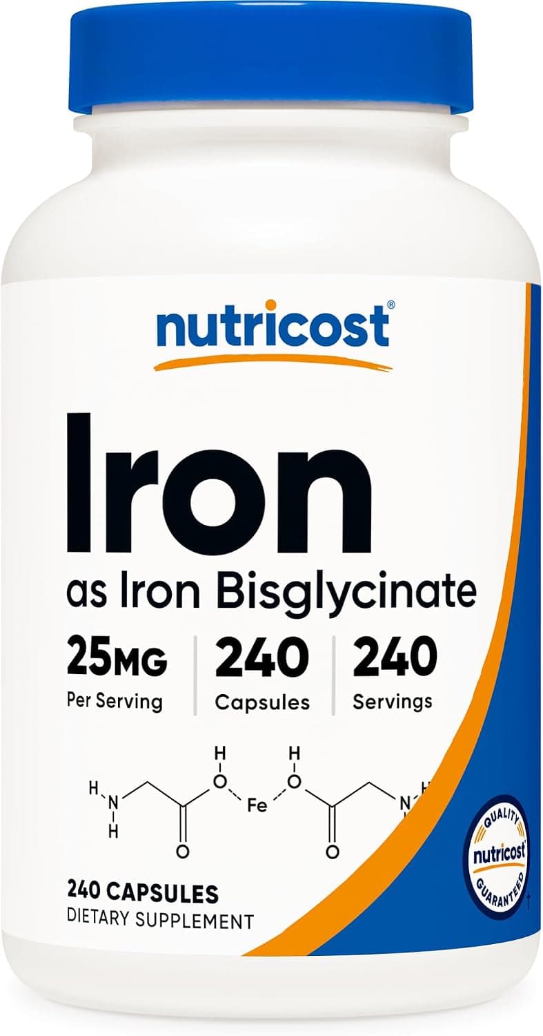 Nutricost Iron Bisglycinate Supplement (25mg) 240 Capsules
