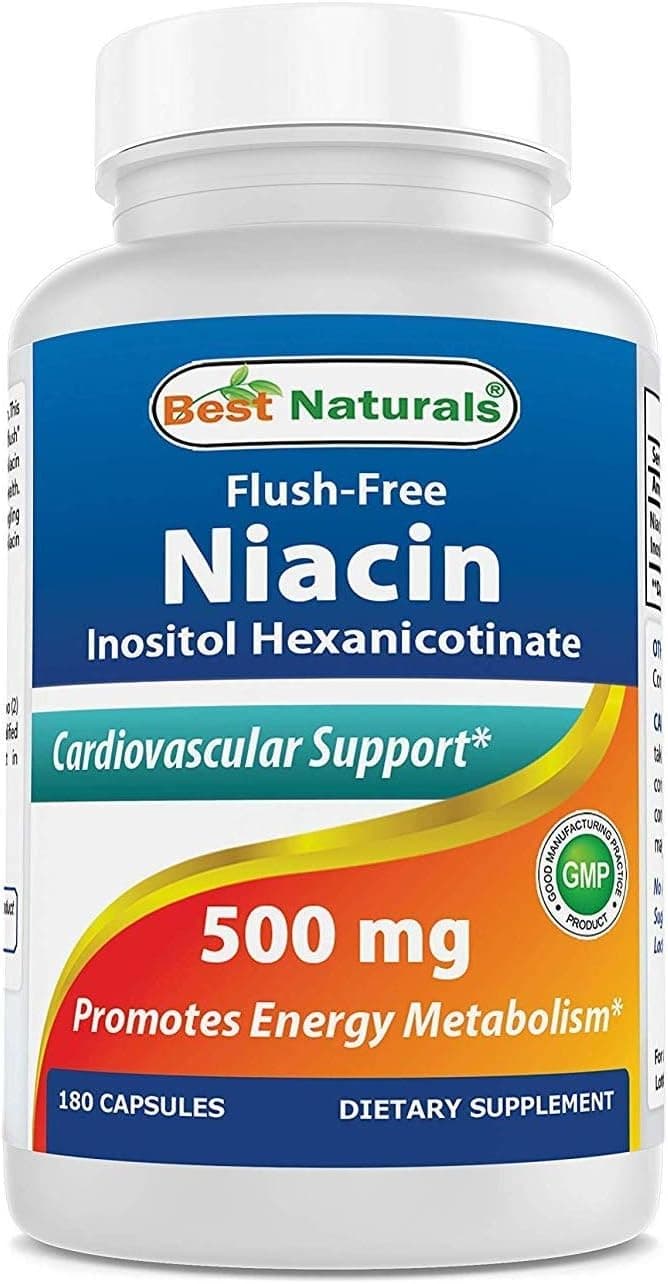 Best Naturals Flush-Free Niacin Inositol Hexanicotinate 500 mg…