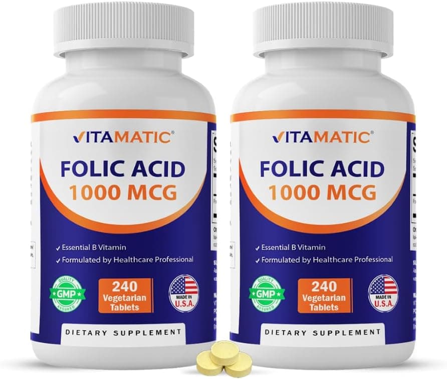 Vitamatic Folic Acid 1000 mcg (1 mg) – 240 Vegetarian Tablets…
