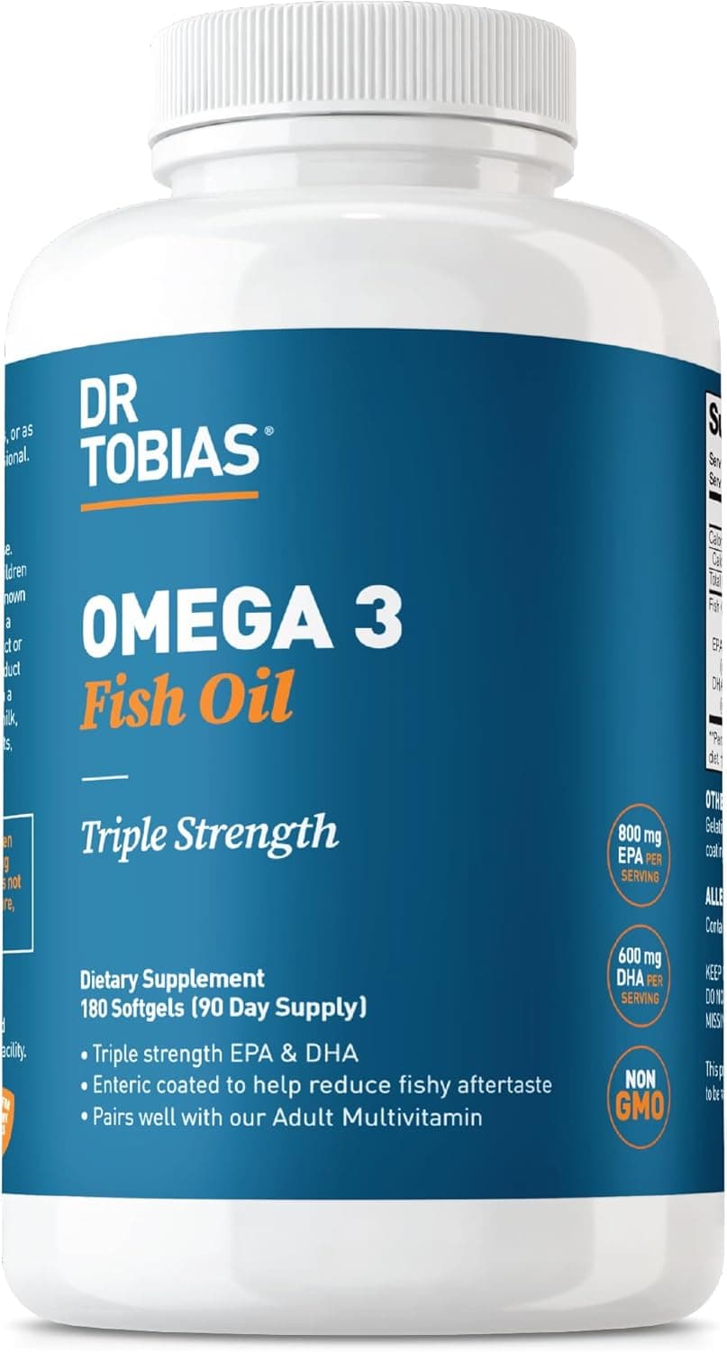 Dr. Tobias Omega 3 Fish Oil 2000mg Triple Strength with 800mg…