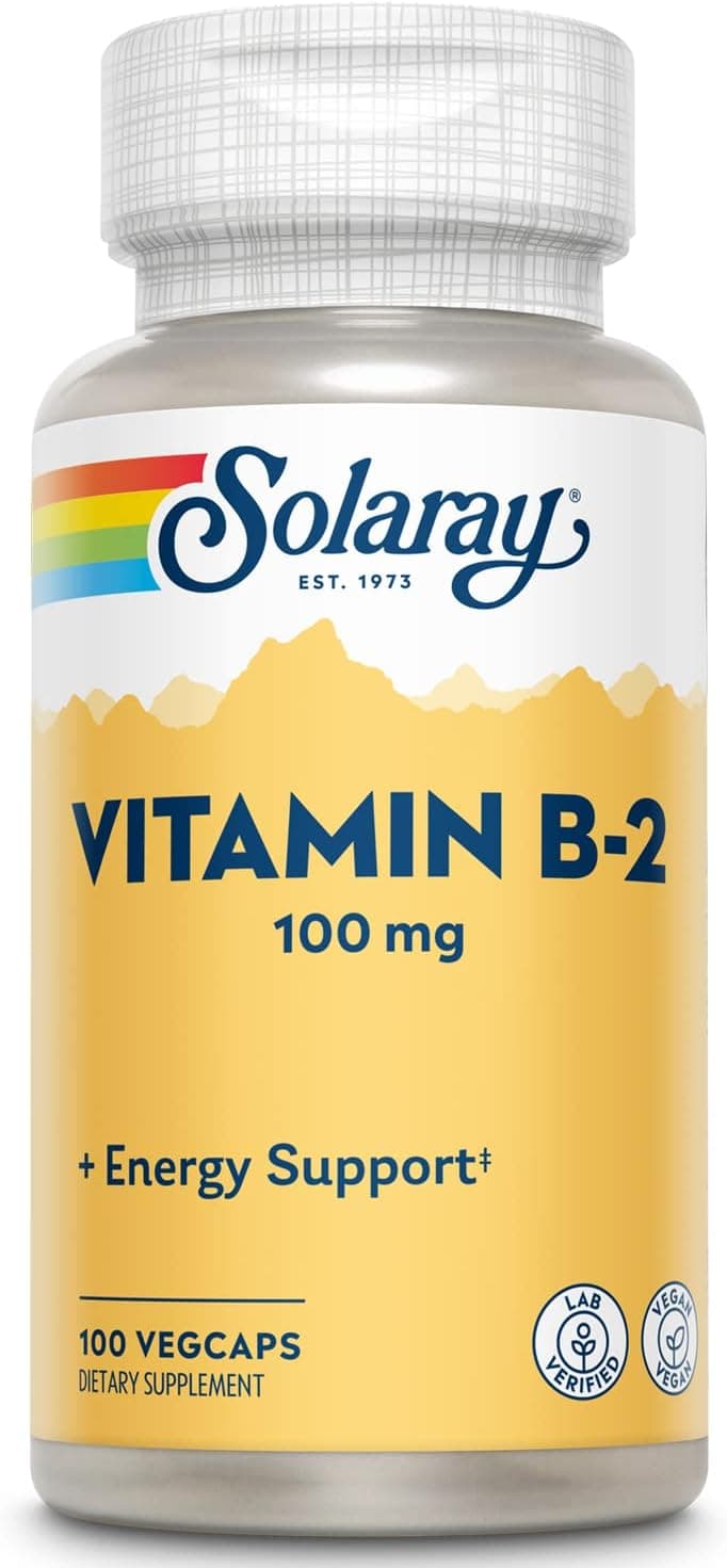 SOLARAY Vitamin B2 Supplement 100 mg for Men & Women…