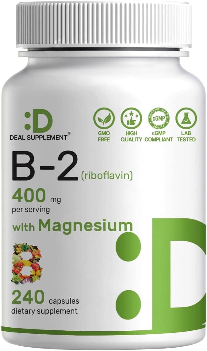 DEAL SUPPLEMENT Vitamin B2 400mg (Riboflavin) | with Magnesium…
