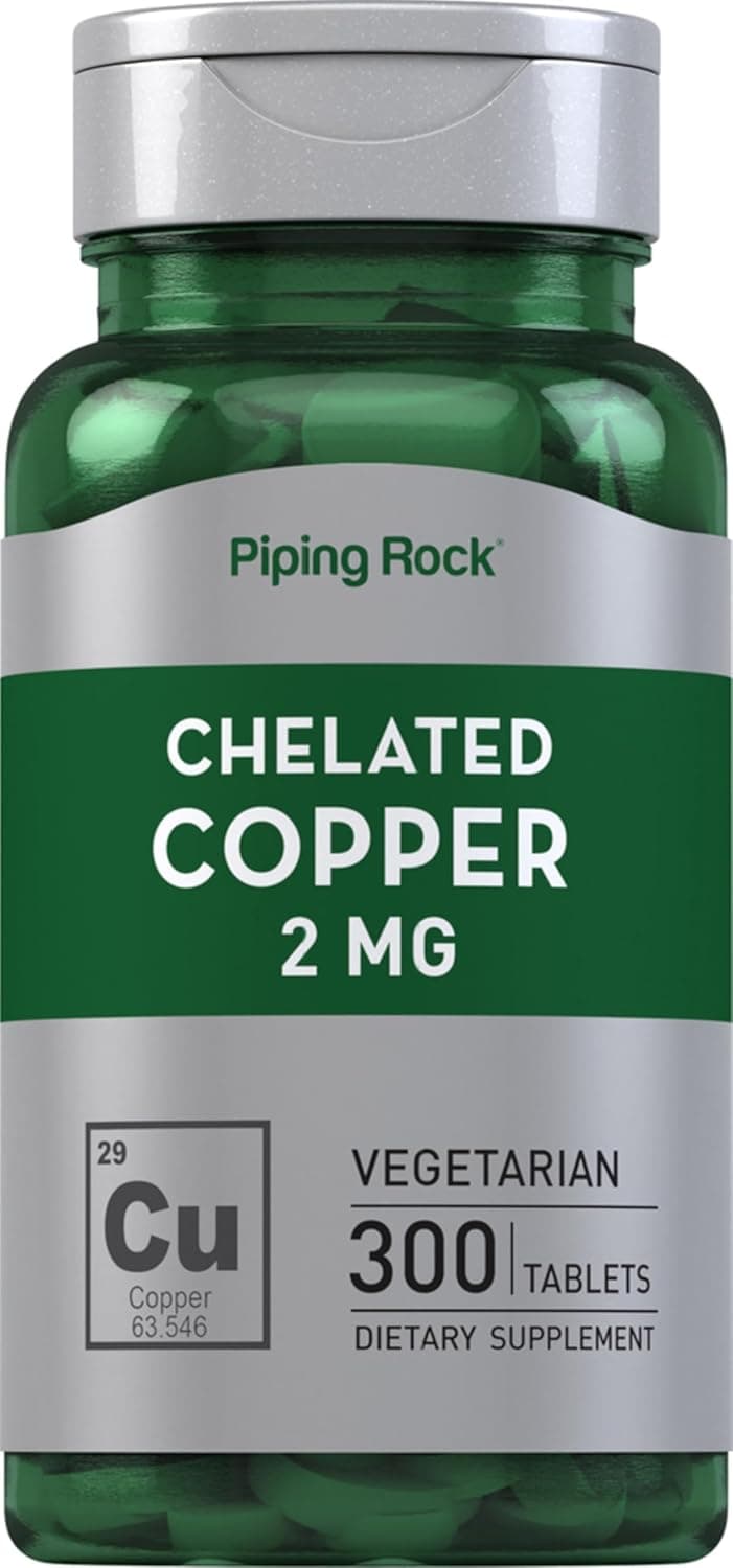 Piping Rock Chelated Copper 2 mg Supplement | 300 Tablets…