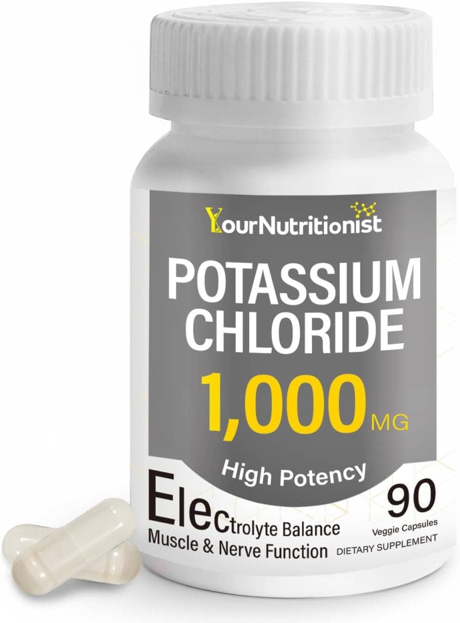 High Potency Potassium Chloride 1000mg Potassium Supplement…