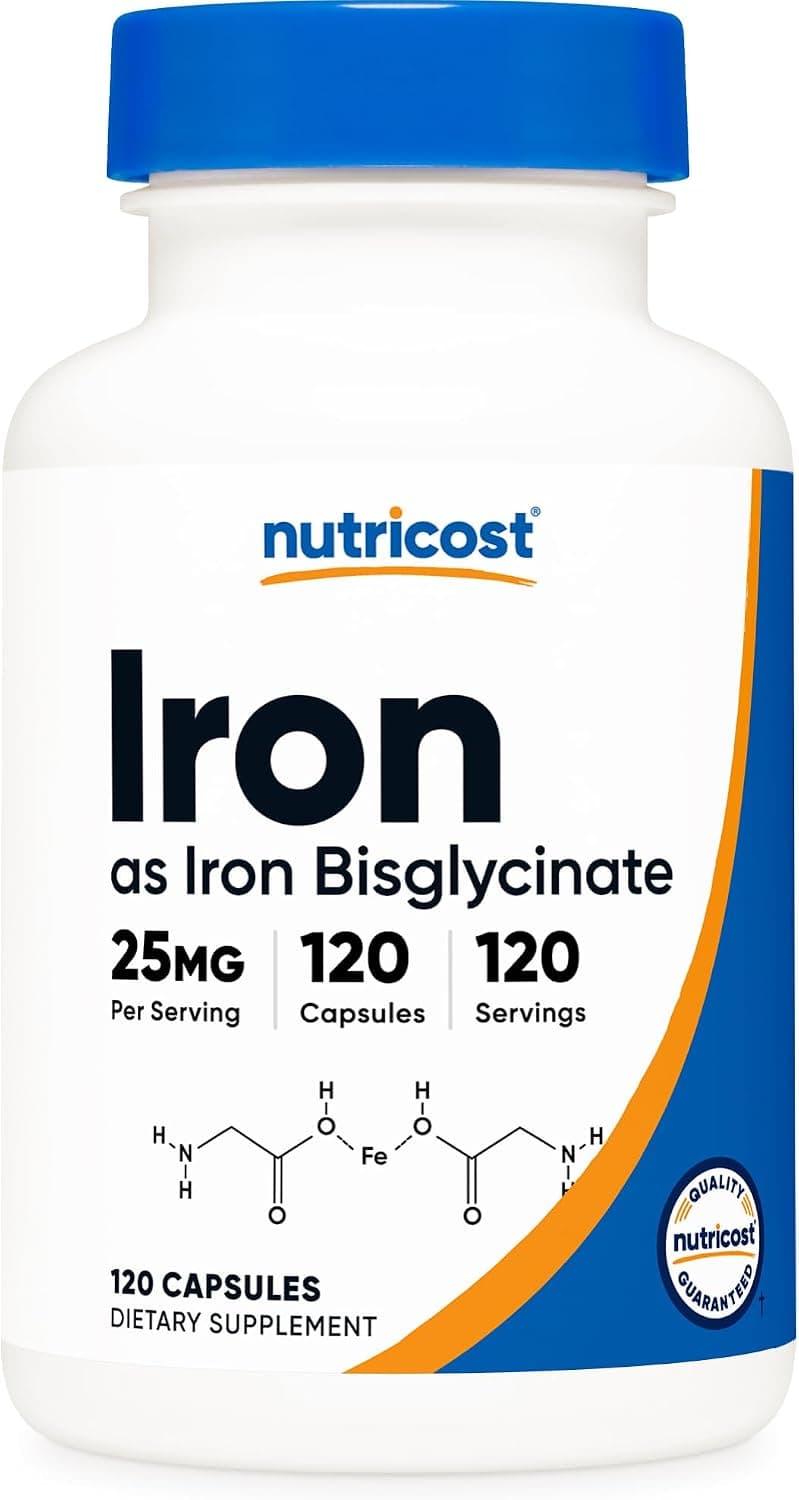 Nutricost Iron Bisglycinate Supplement (25mg) 120 Capsules