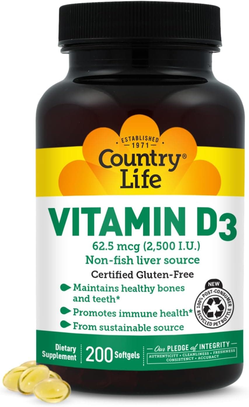 Country Life Vitamin D3 2500 IU – Non-Fish Derived