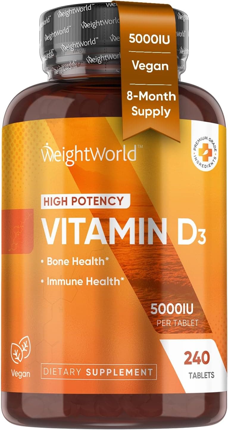 WeightWorld Vegan Vitamin D3 5000 IU Tablets for Bone & Immune…