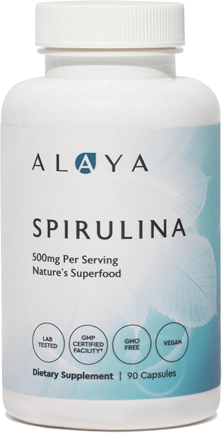 Alaya Naturals Pure Spirulina Capsules – Hawaiian-Grown Blue…