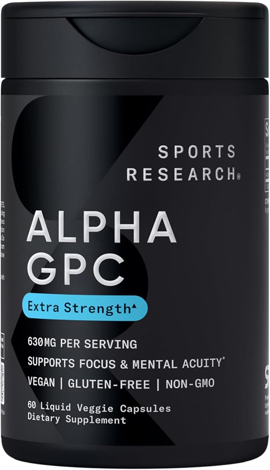 Sports Research® Alpha GPC 630mg (Extra Strength)…
