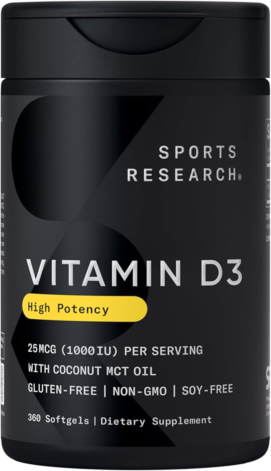 Sports Research® Vitamin D3 1000 IU with Coconut MCT Oil…