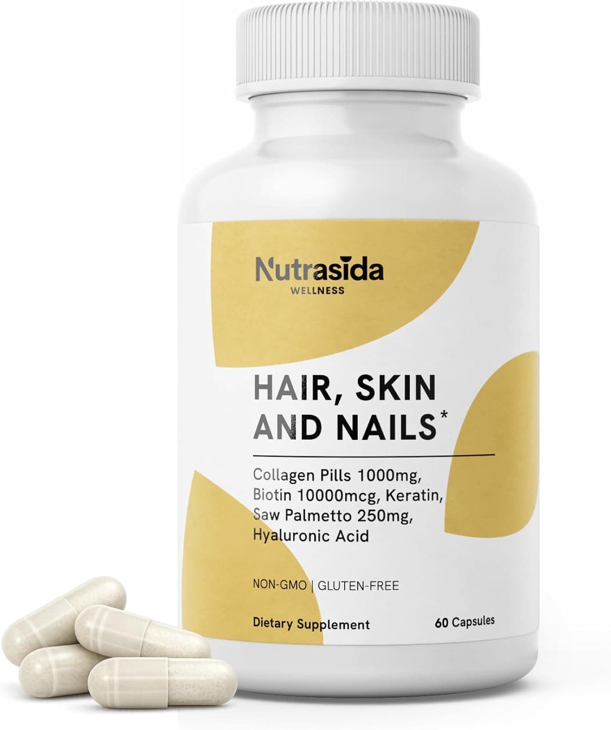 Hair Skin and Nails Supplement – 5-in-1 Formula Collagen…