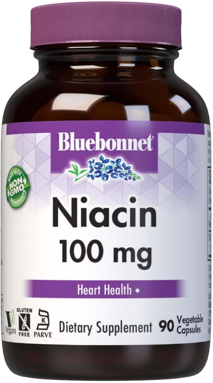 Bluebonnet Niacin 100mg Vitamin B3 Nicotinic Acid - Heart…
