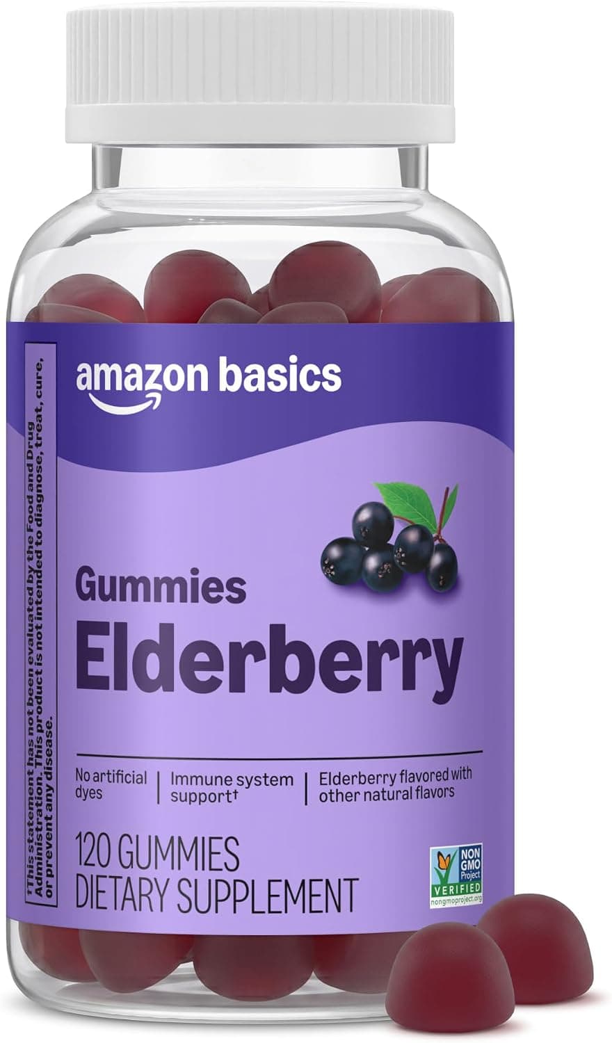 Amazon Basics Adult Elderberry 50 mg Gummy, 120 Count