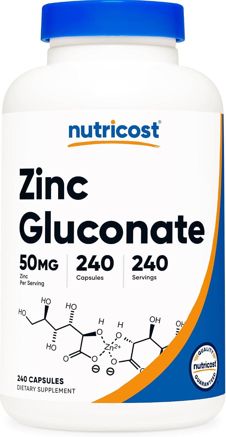 Nutricost Zinc Gluconate 240 Vegetarian Capsules (50mg)…