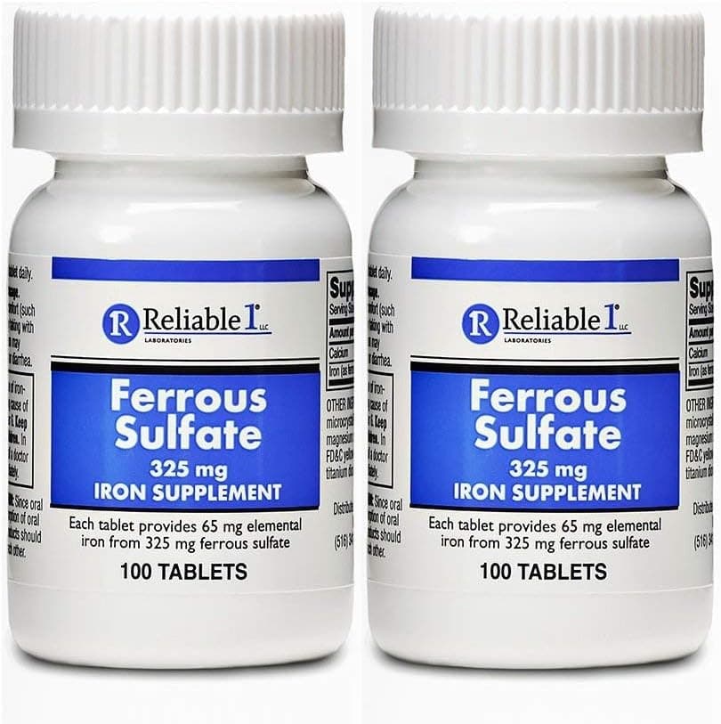 Ferrous Sulfate 325mg Iron Supplement (2-Pack) | Iron Pills…