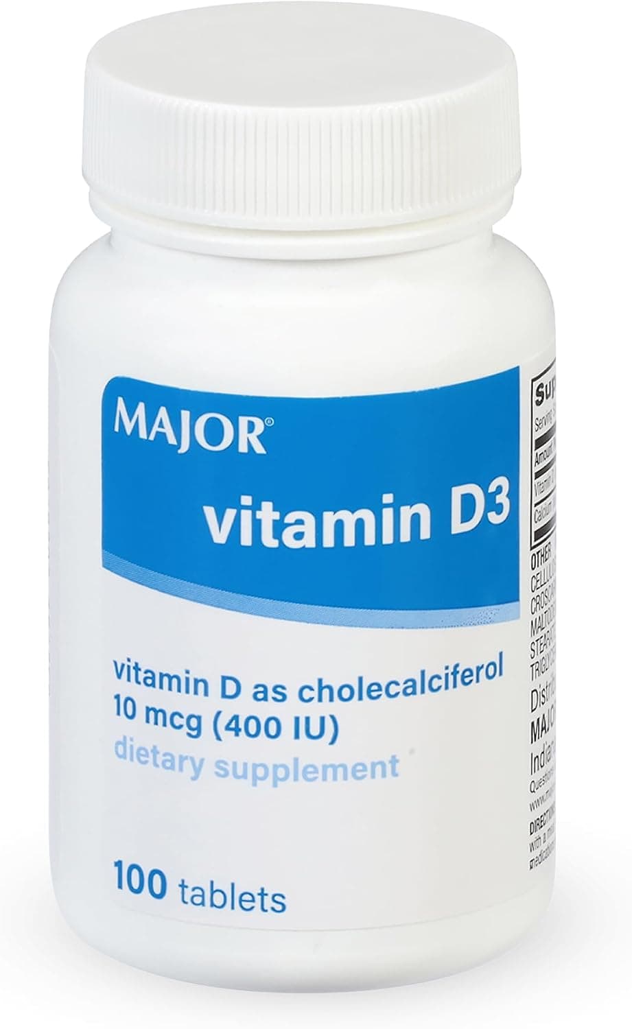MAJOR Vitamin D3 10mcg (400 IU) - Contains 25mg of Calcium…
