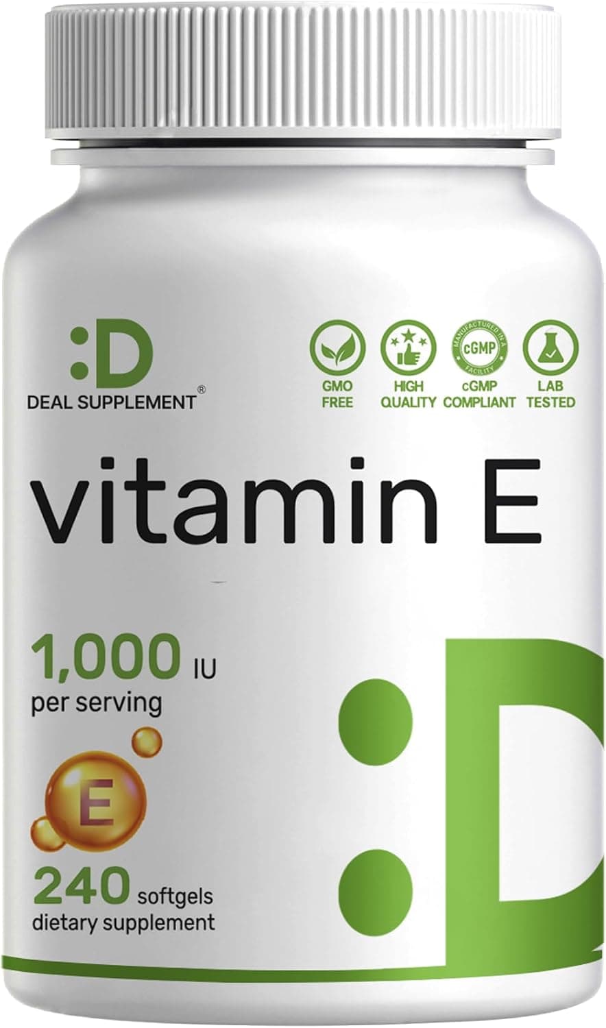 Vitamin E Supplements, 1,000 IU Per Serving, 240 Softgels…