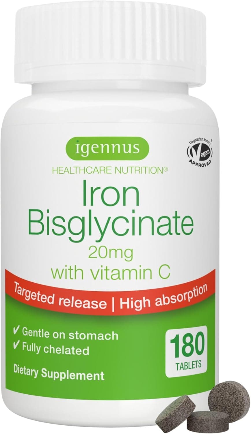 Igennus Clean Iron Bisglycinate 20mg with Vitamin C