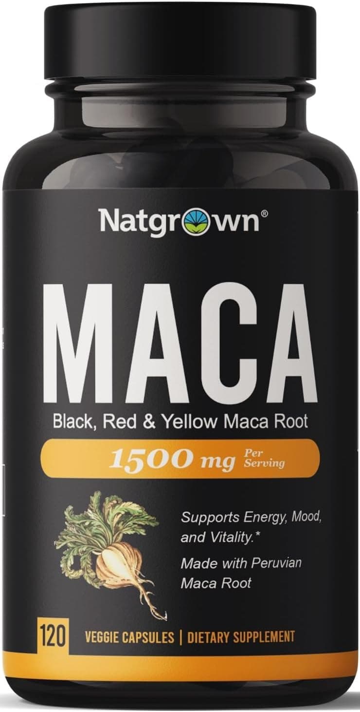 Natgrown Organic Maca Root Powder Capsules - Black