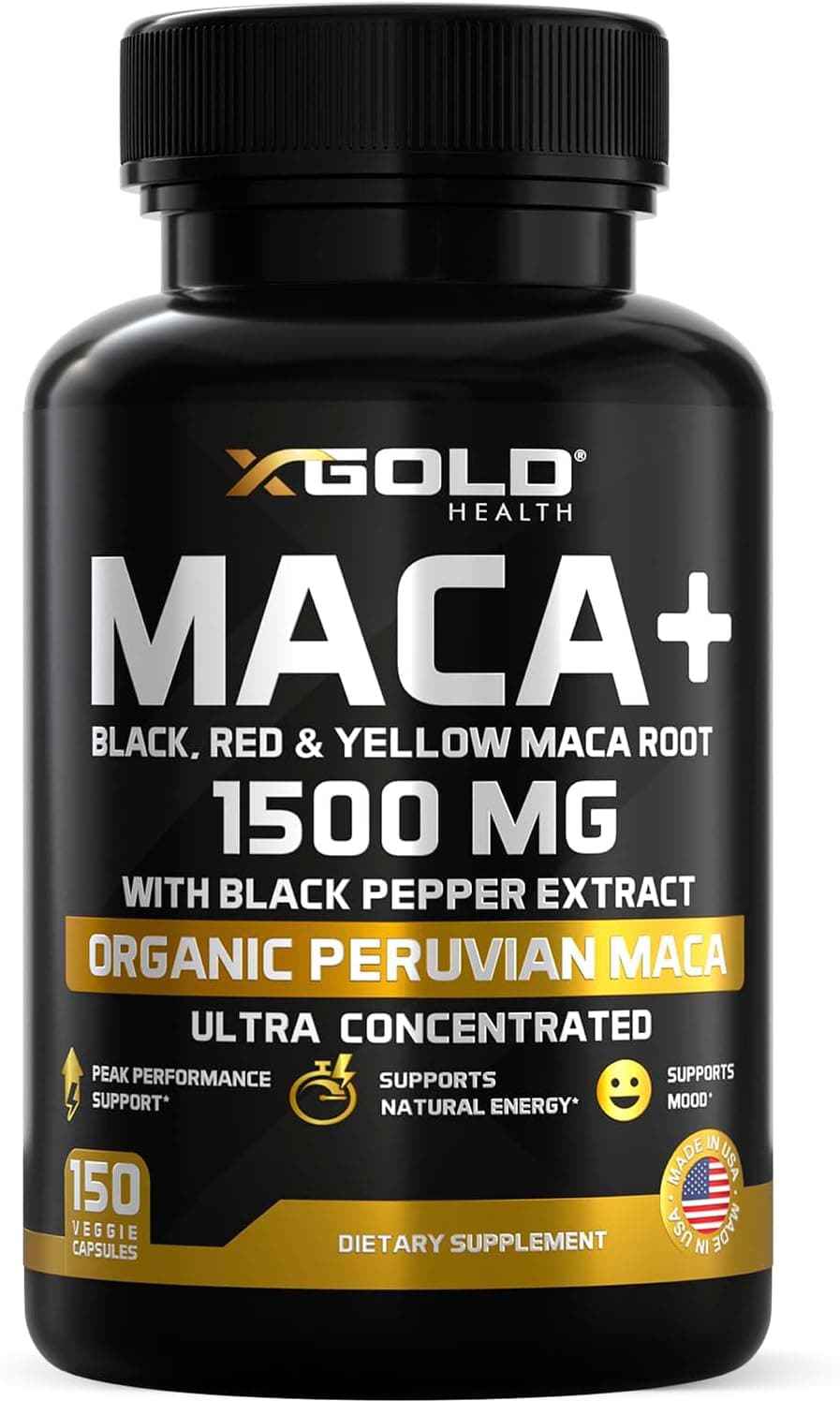 X Gold Health Maca Root 1500mg for Energy & Libido – Organic…