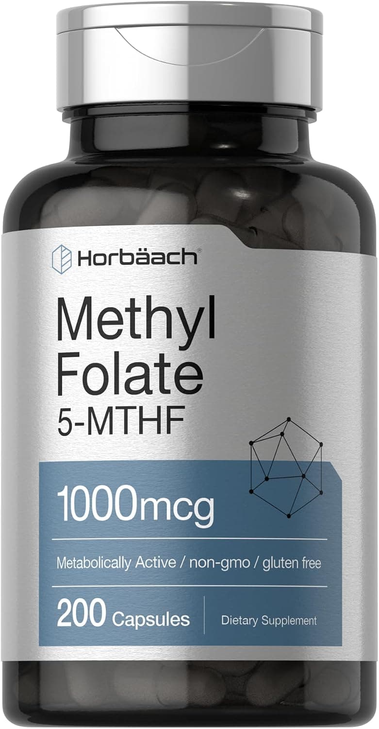 Horbäach Methyl Folate Supplement | 1000 mcg | 200 Capsules…
