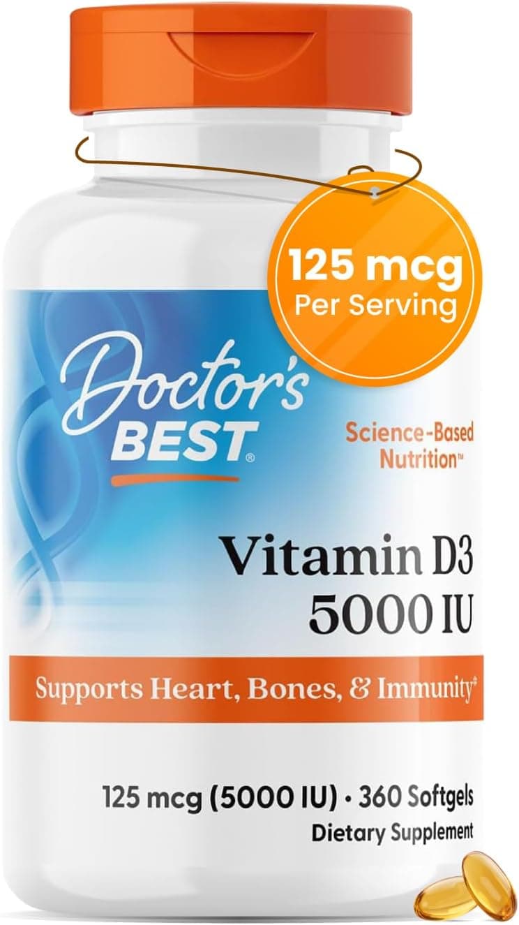 Doctor's Best Vitamin D3 5000 IU Softgels for Men & Women…
