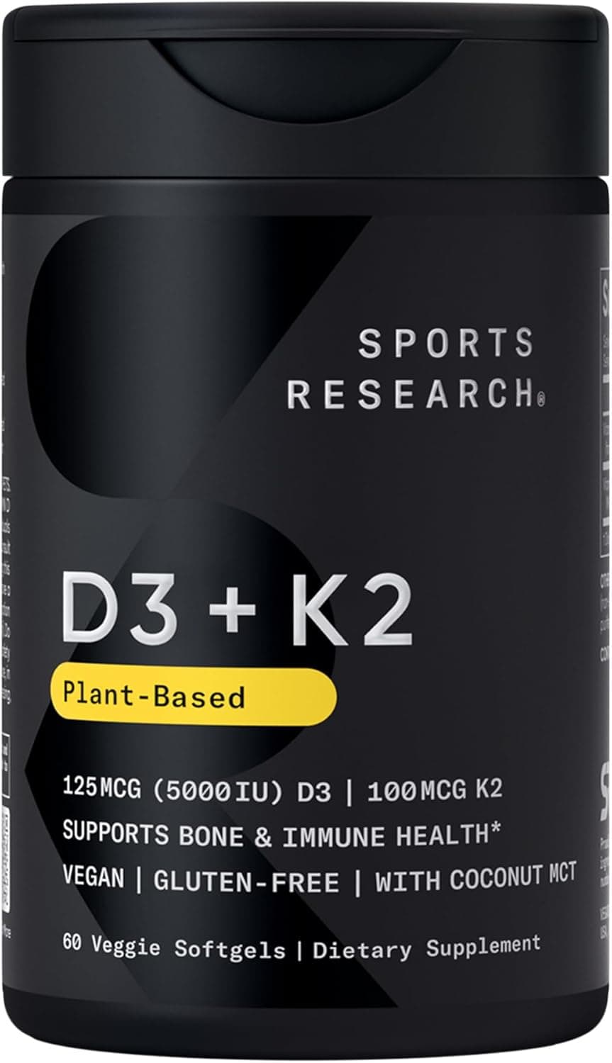 Sports Research Vitamin D3 + K2 with Coconut Oil - Vegan…