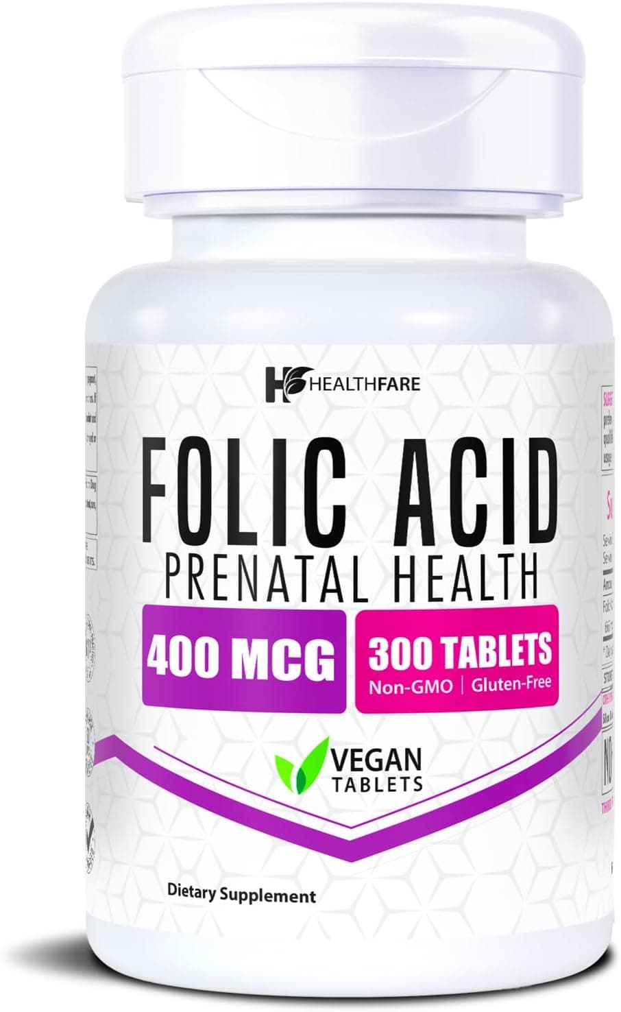 Healthfare Folic Acid 400mcg | 300 Veg Tablets | Folate…